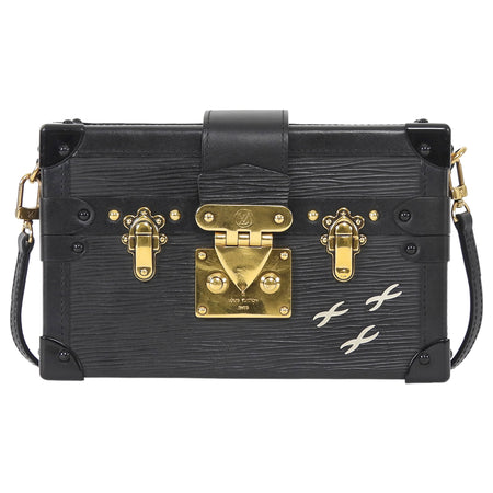 Louis Vuitton Black Epi Leather Petite Malle Trunk Box Bag