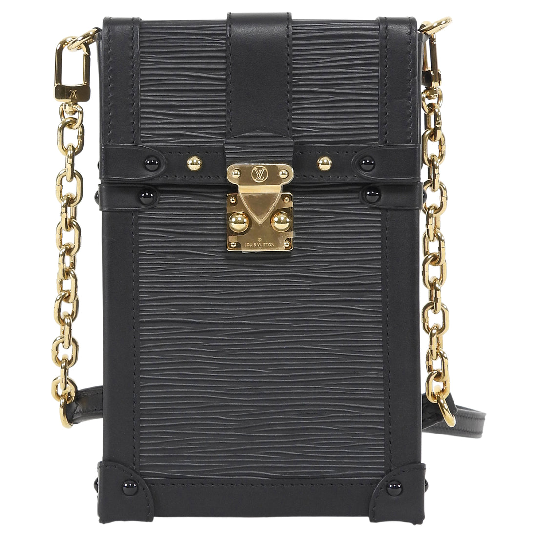 Louis Vuitton Black Epi Leather Vertical Trunk Small Pochette Bag