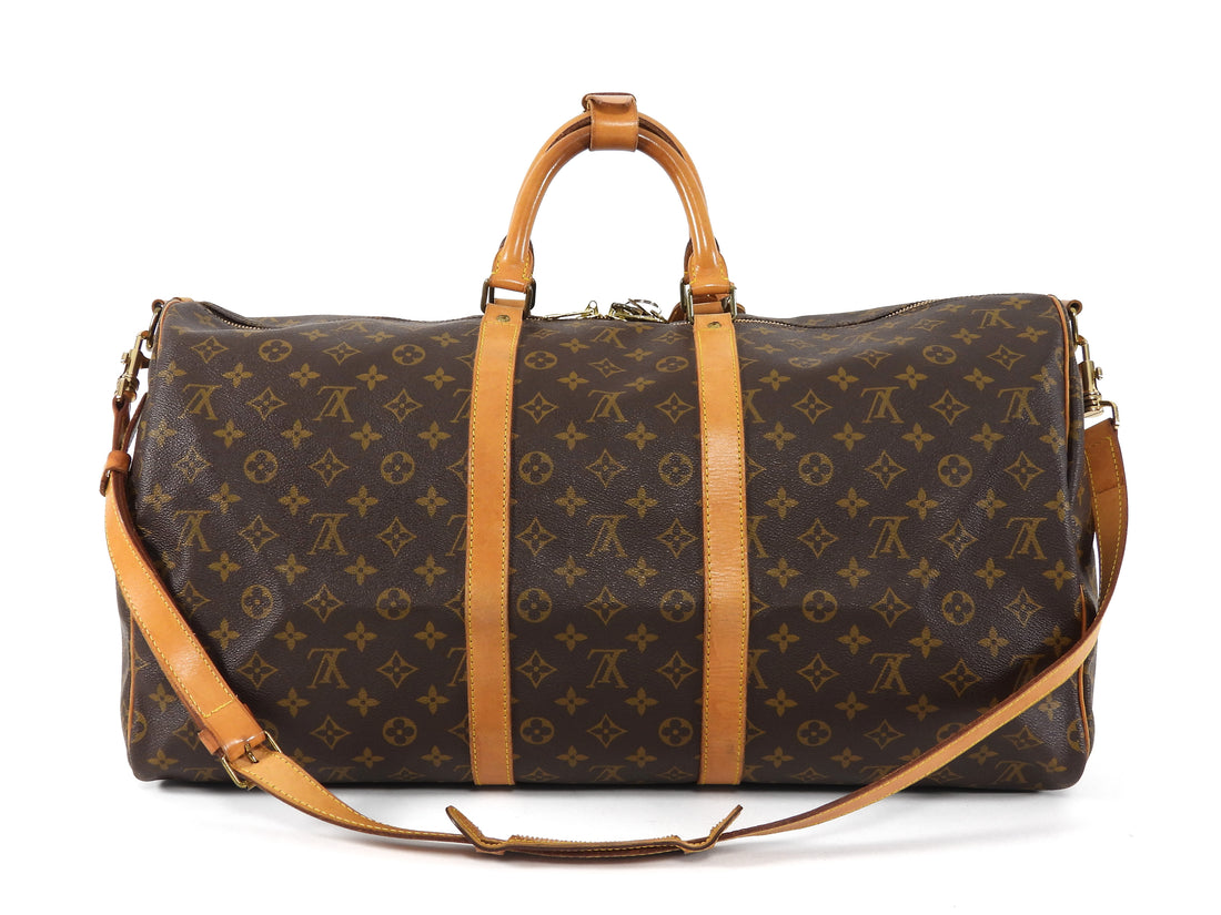 Louis Vuitton Brown Monogram Keepall Bandouliere 55 Duffle Bag