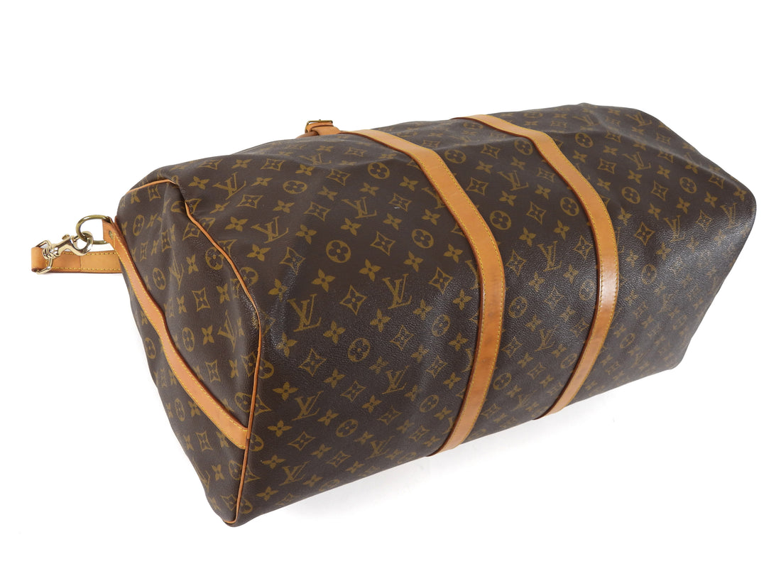 Louis Vuitton Brown Monogram Keepall Bandouliere 55 Duffle Bag