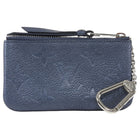 Louis Vuitton Steel Blue Grey Empreinte Leather Zip Coin Pouch Keychain Wallet