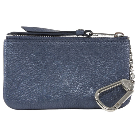 Louis Vuitton Steel Blue Grey Empreinte Leather Zip Coin Pouch Keychain Wallet