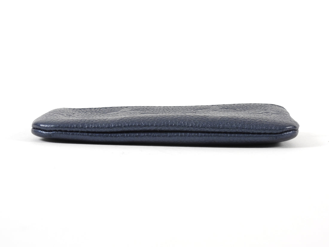 Louis Vuitton Steel Blue Grey Empreinte Leather Zip Coin Pouch Keychain Wallet