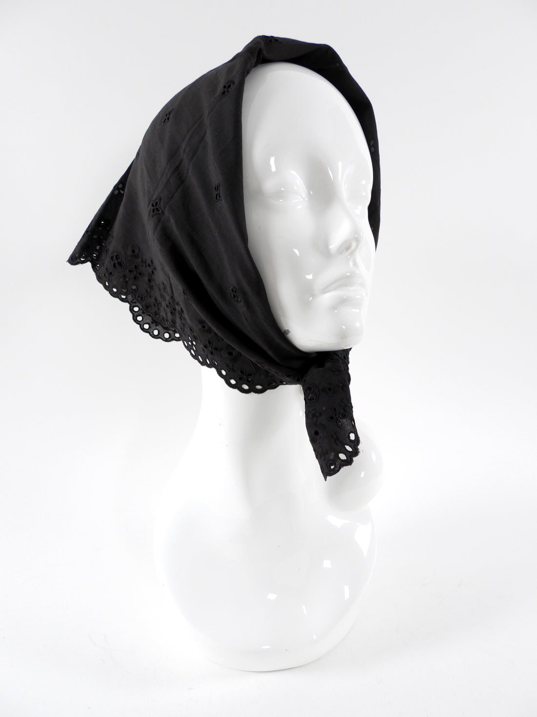 Louis Vutton Black Cotton Broderie Anglaise Square Bandana Scarf