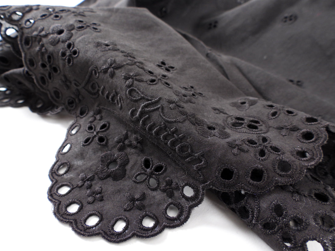 Louis Vutton Black Cotton Broderie Anglaise Square Bandana Scarf