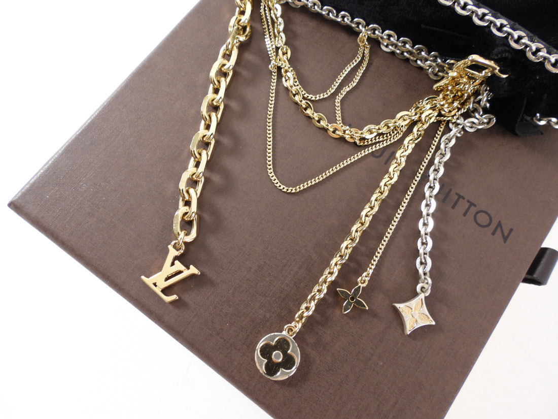Louis Vuitton Black Velvet and Gold Chain Charms Choker Necklace