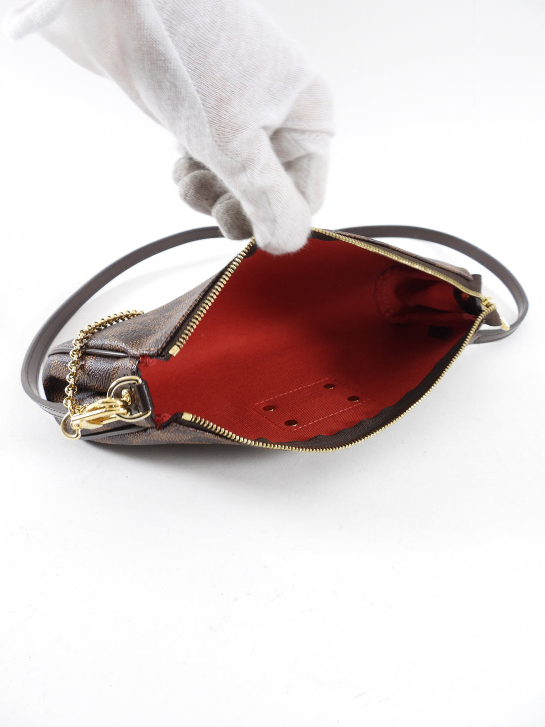 Louis Vuitton Damier Ebene Coated Canvas Eva Chain 2-Way Strap Pochette Bag