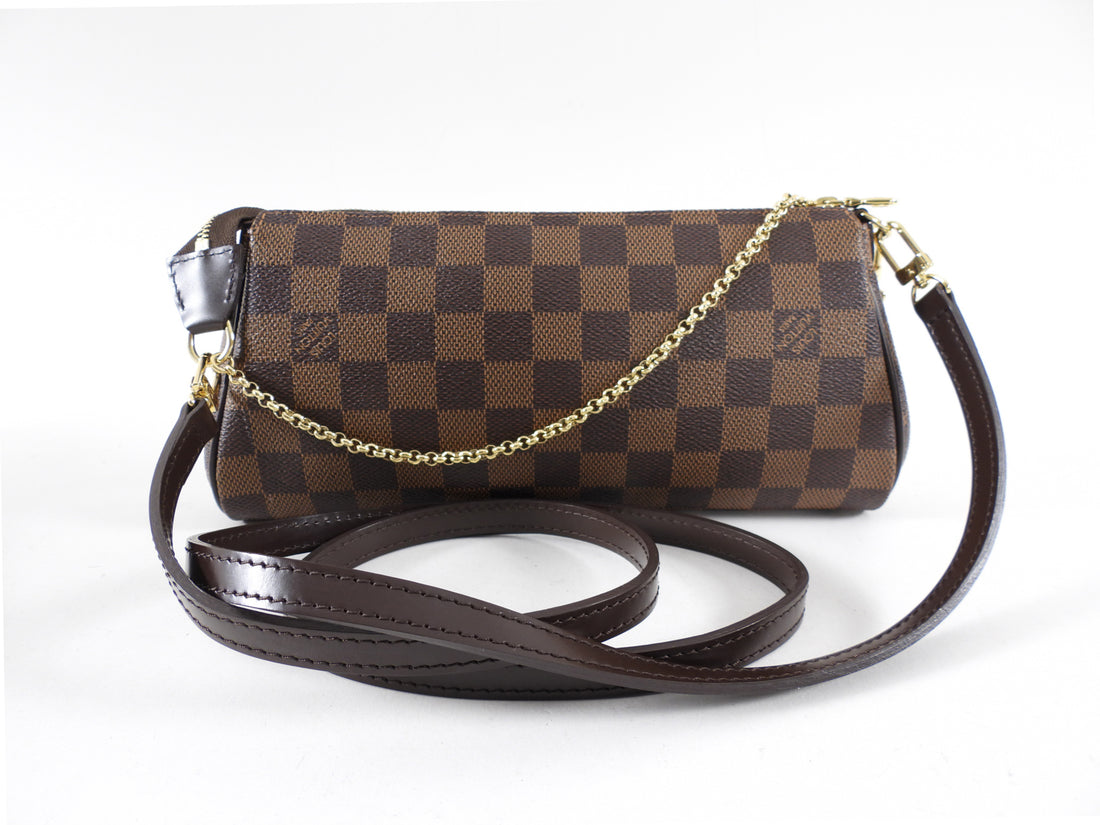 Louis Vuitton Damier Ebene Coated Canvas Eva Chain 2-Way Strap Pochette Bag