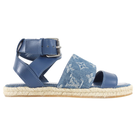 Louis Vuitton Denim Monogram Starboard Espadrille Flat Sandals - 36