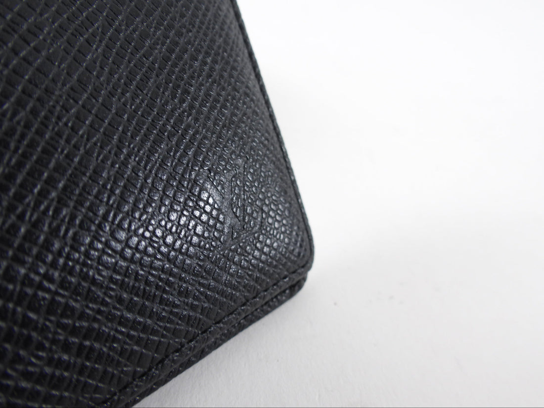 Louis Vuitton Black Taiga Leather Bifold Slim Wallet
