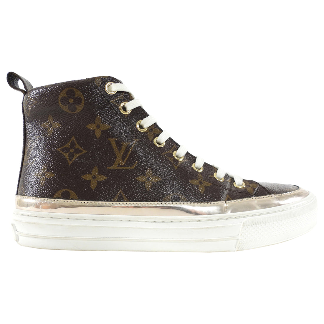 Louis Vuitton Stellar High Monogram sneakers.