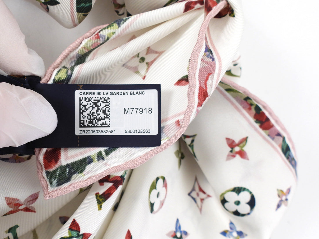 Louis Vuitton Pink and White Monogram Silk Garden 90cm Shawl Scarf