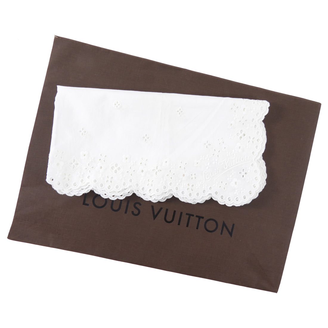 Louis Vuitton White Cotton Broderie Anglaise Square Bandana Scarf