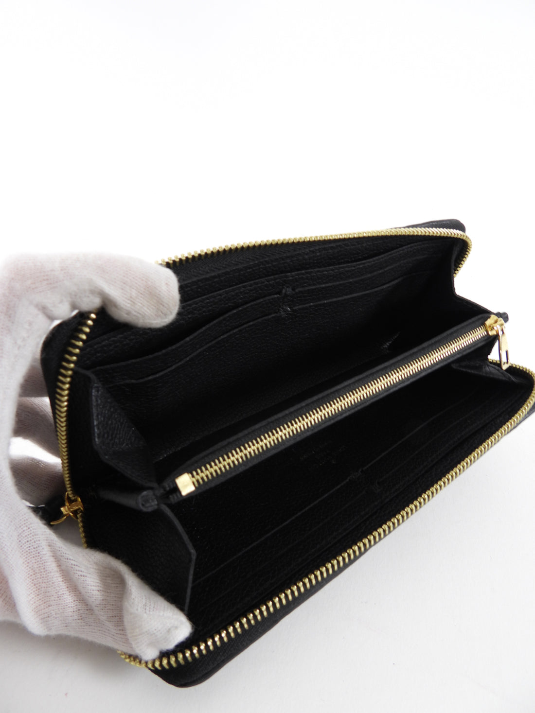 Louis Vuitton Black Monogram Empreinte Leather Clemence Zip Wallet