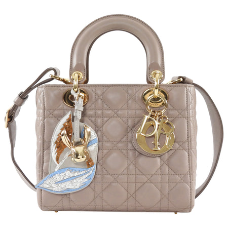 Dior Lady Dior Taupe Cannage Quilted Leather Small Bag GHW