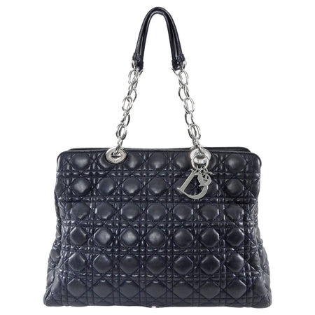 Dior Midnight Navy Cannage Quilted Soft Lambskin Large Tote Bag