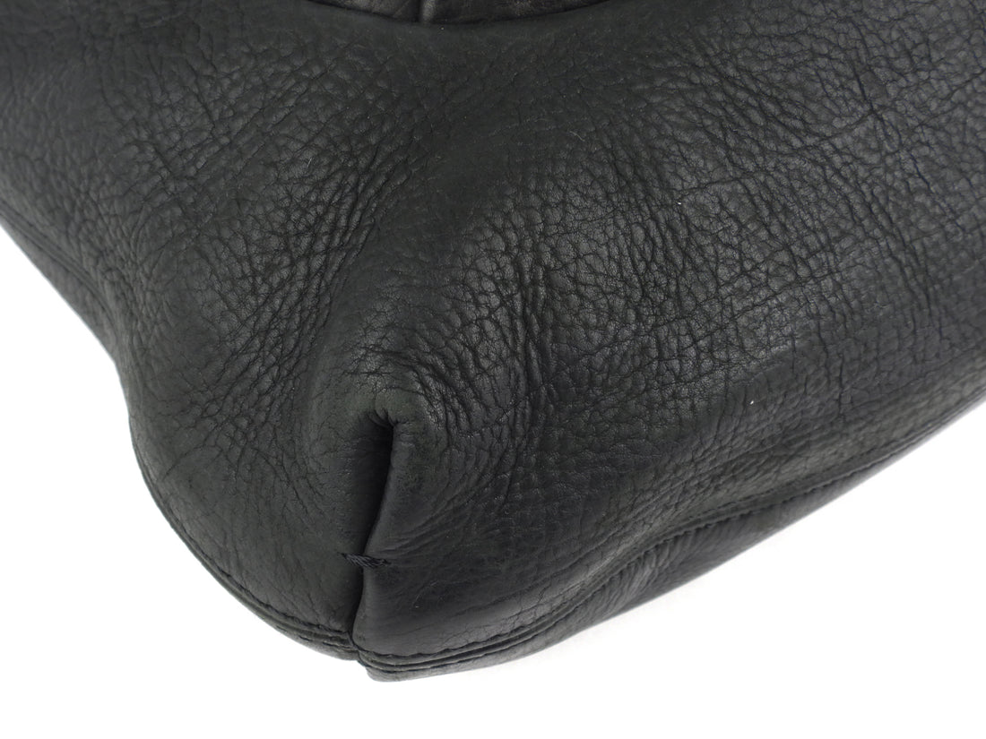 Lanvin Black Grained Leather Large Chain Flap Happy Bag