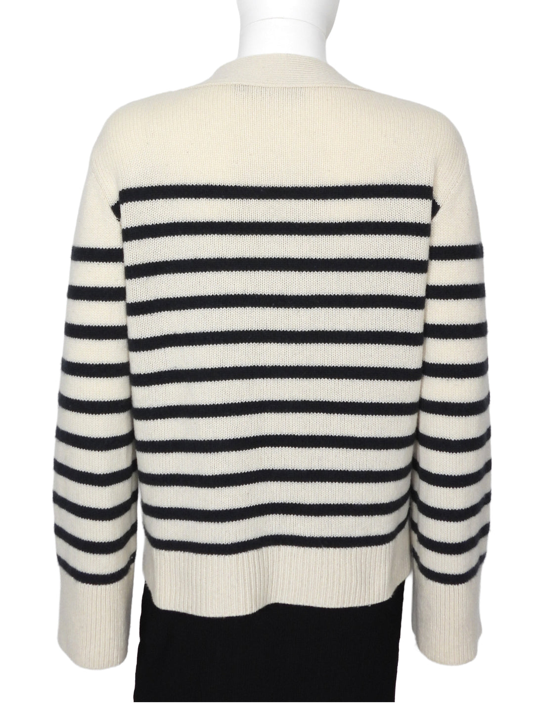 Lisa Yang Ivory Navy Cashmere Striped Cardigan Sweater - 1 / S
