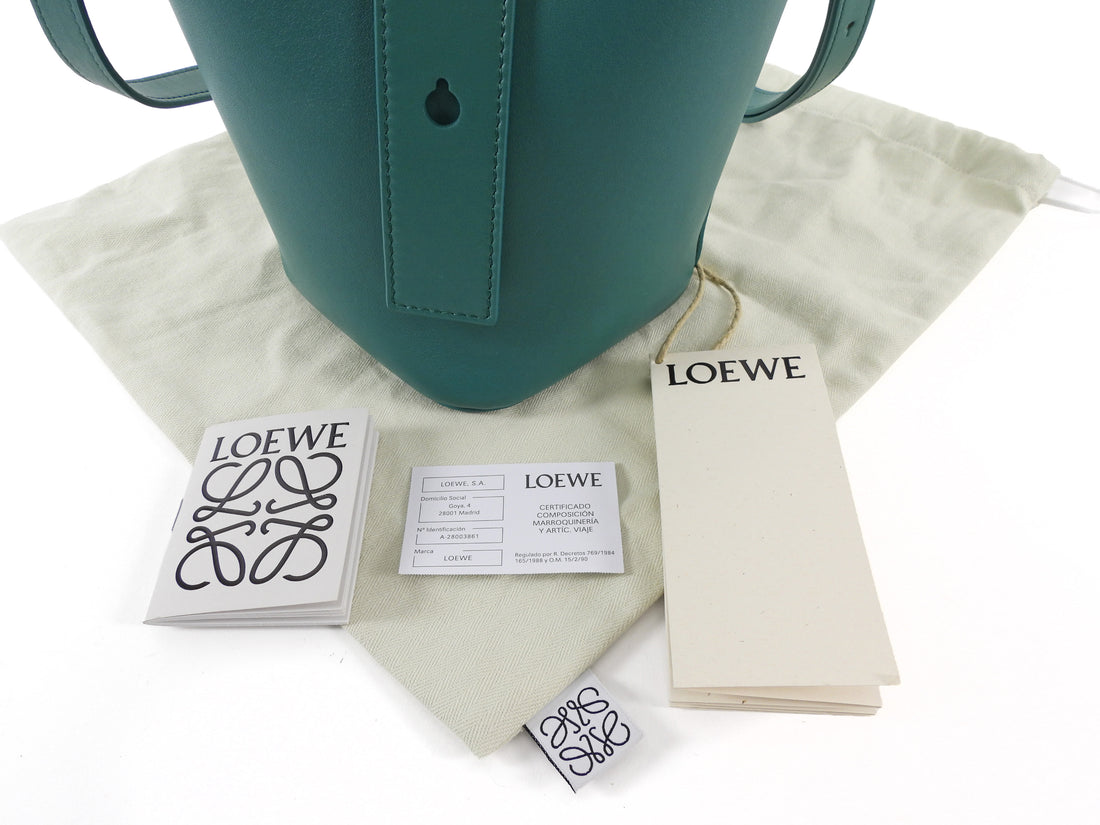 Loewe Green Leather Pebble Mini Crossbody Bucket Bag