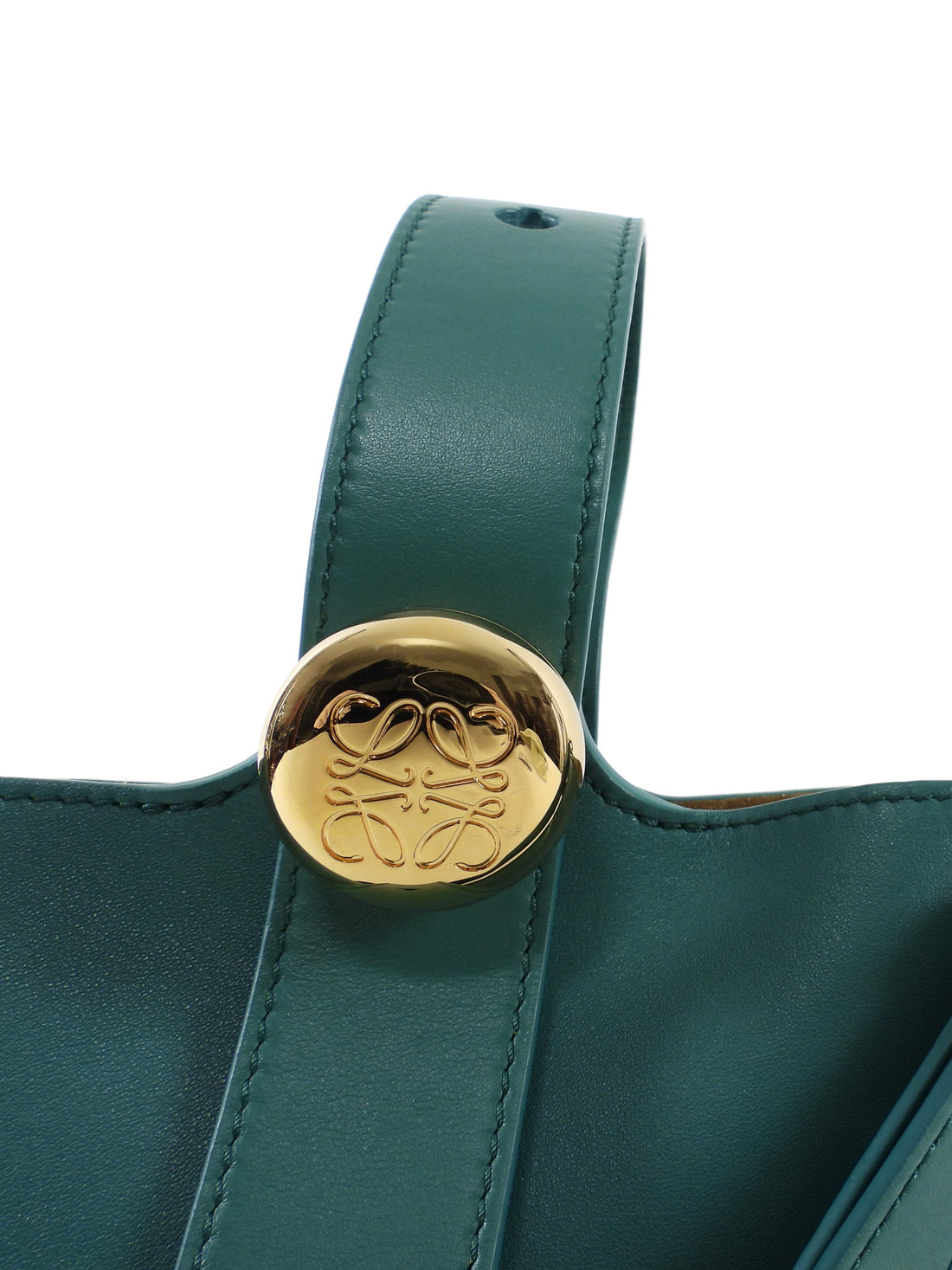 Loewe Green Leather Pebble Mini Crossbody Bucket Bag
