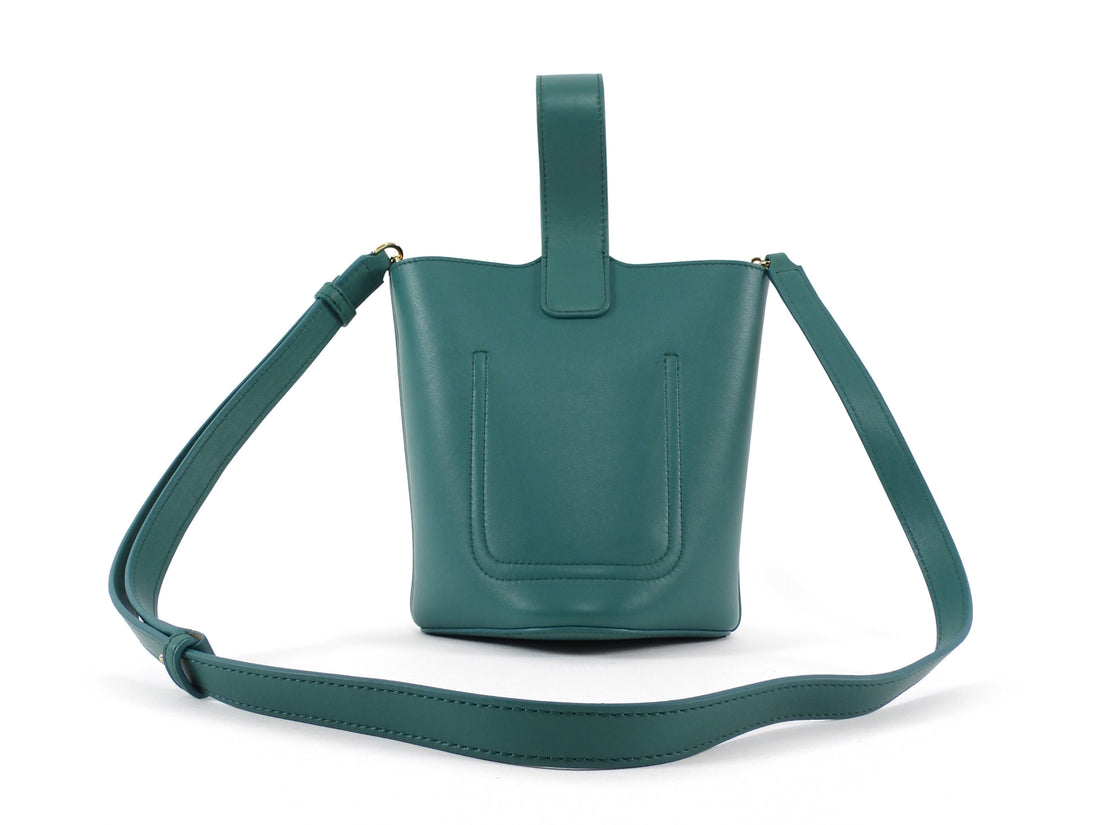 Loewe Green Leather Pebble Mini Crossbody Bucket Bag