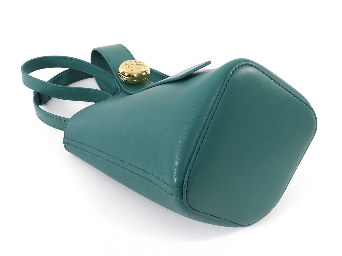 Loewe Green Leather Pebble Mini Crossbody Bucket Bag
