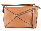 Loewe Brown Leather Small Two Way Puzzle Bag