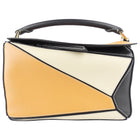 Loewe Tan, Cream and Black Leather Puzzle Two Way Bag