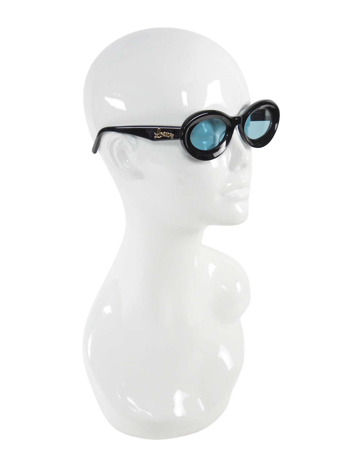 Loewe x Paulas Ibiza Black Oval Acetate Blue Lens Sunglasses