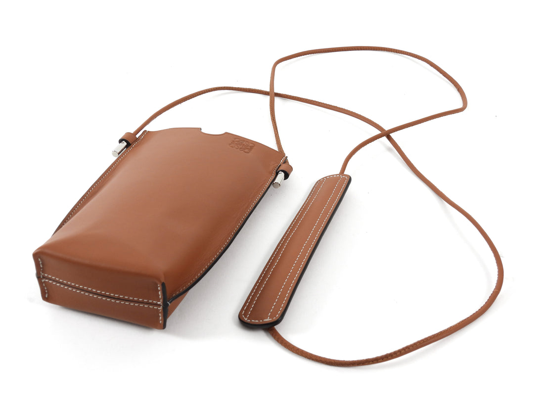 Loewe Tan Smooth Calfskin Anagram Phone Pouch