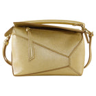 Loewe Mini Puzzle Edge Gold Metallic Leather Two Way Bag
