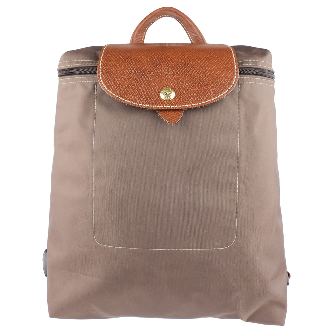 Longchamp Le Pliage Brown Nylon and Leather Backpack