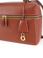 Loro Piana Cognac Brown Extra L27 Calfskin Top Handle Bag