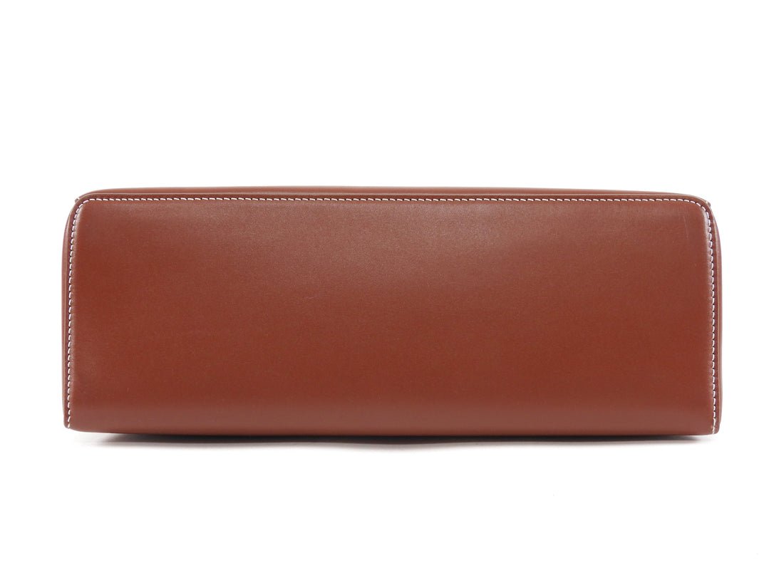 Loro Piana Cognac Brown Extra L27 Calfskin Top Handle Bag