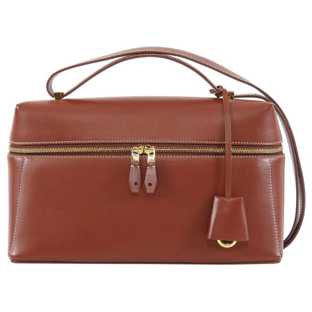Loro Piana Cognac Brown Extra L27 Calfskin Top Handle Bag