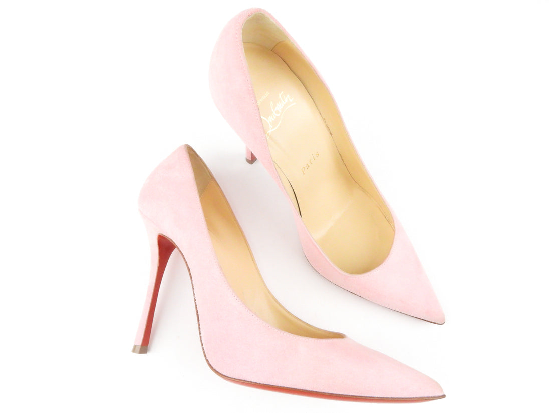 Christian Louboutin Pink Suede Leather Stiletto Heel Pump - 35.5