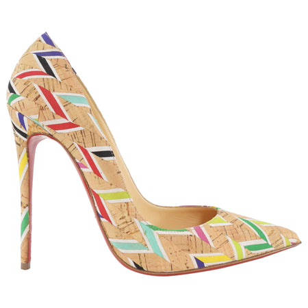 Christian Louboutin So Kate 120 Chevron Cork Pumps - 38.5 / 7.5