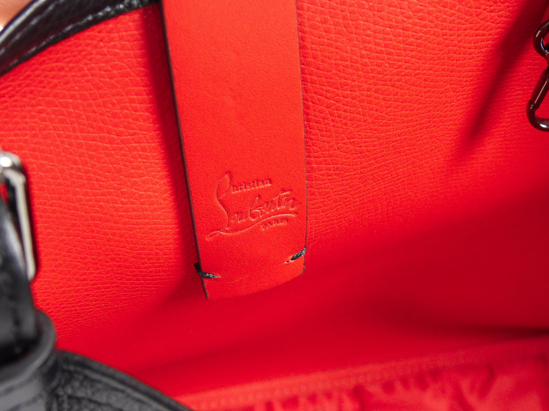Louboutin Black Red Leather Cabawoualf Pet Carrier Studded Tote Bag