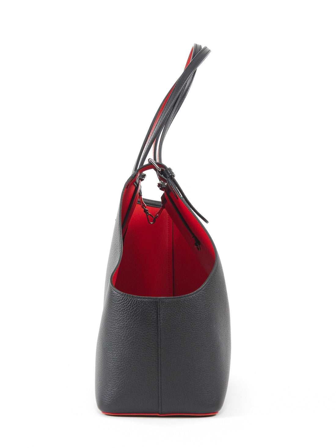 Louboutin Black Red Leather Cabawoualf Pet Carrier Studded Tote Bag