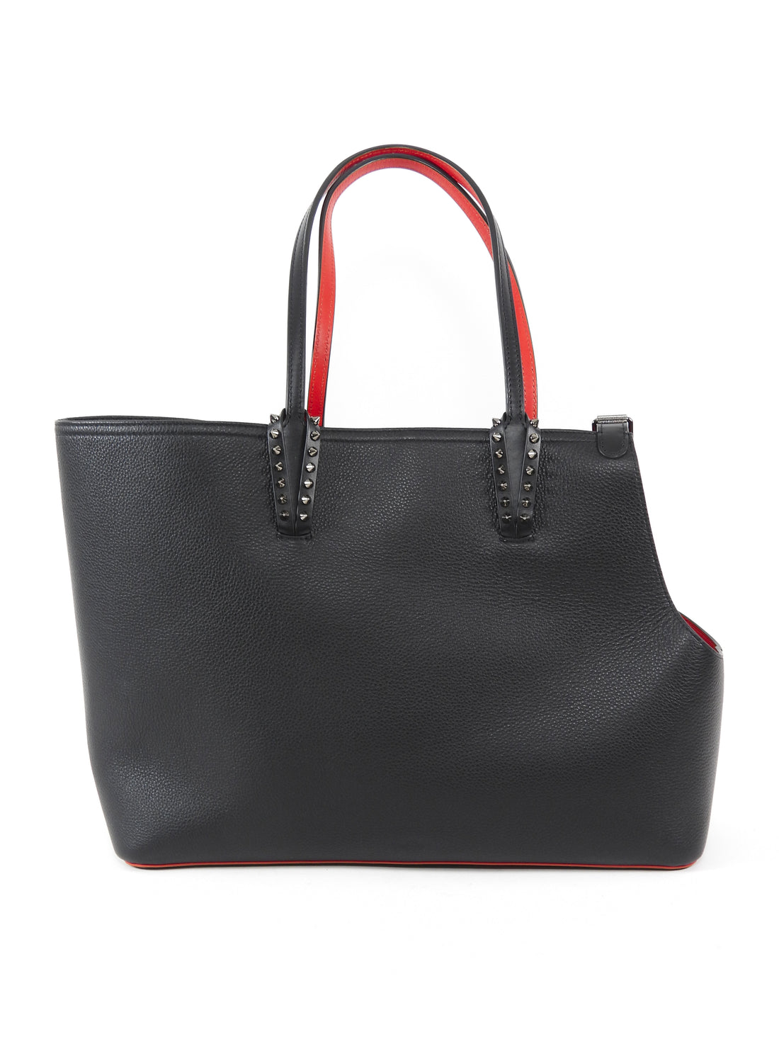 Louboutin Black Red Leather Cabawoualf Pet Carrier Studded Tote Bag
