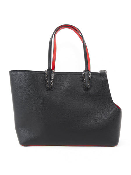 Louboutin Black Red Leather Cabawoualf Pet Carrier Studded Tote Bag