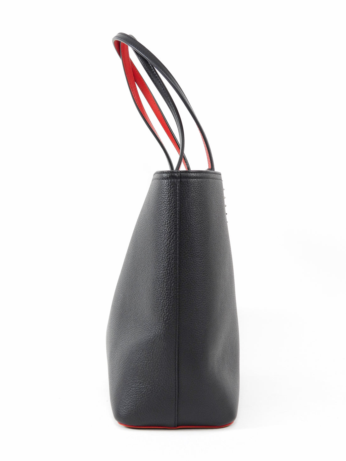 Louboutin Black Red Leather Cabawoualf Pet Carrier Studded Tote Bag
