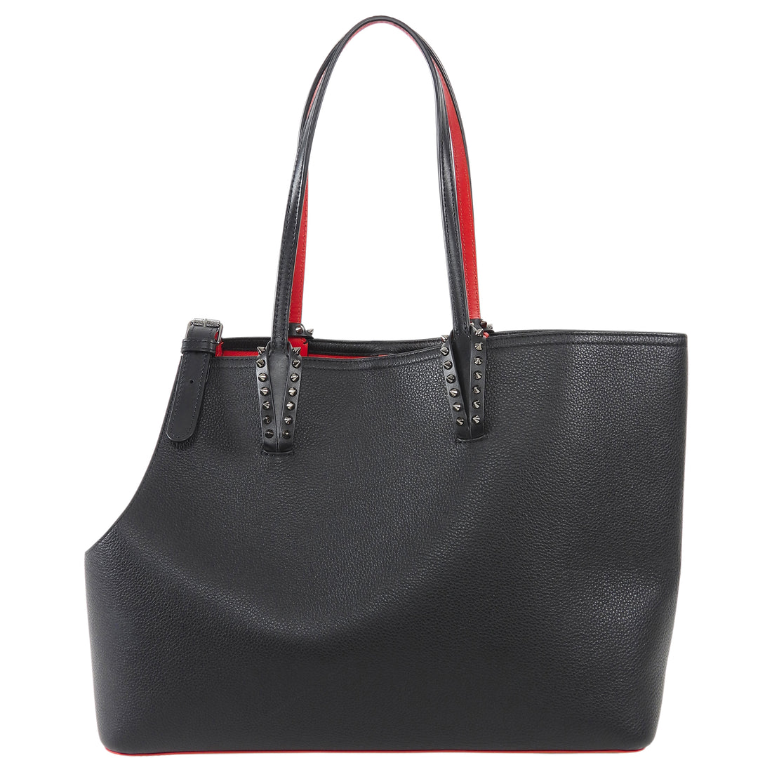 Louboutin Black Red Leather Cabawoualf Pet Carrier Studded Tote Bag