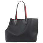 Louboutin Black Red Leather Cabawoualf Pet Carrier Studded Tote Bag