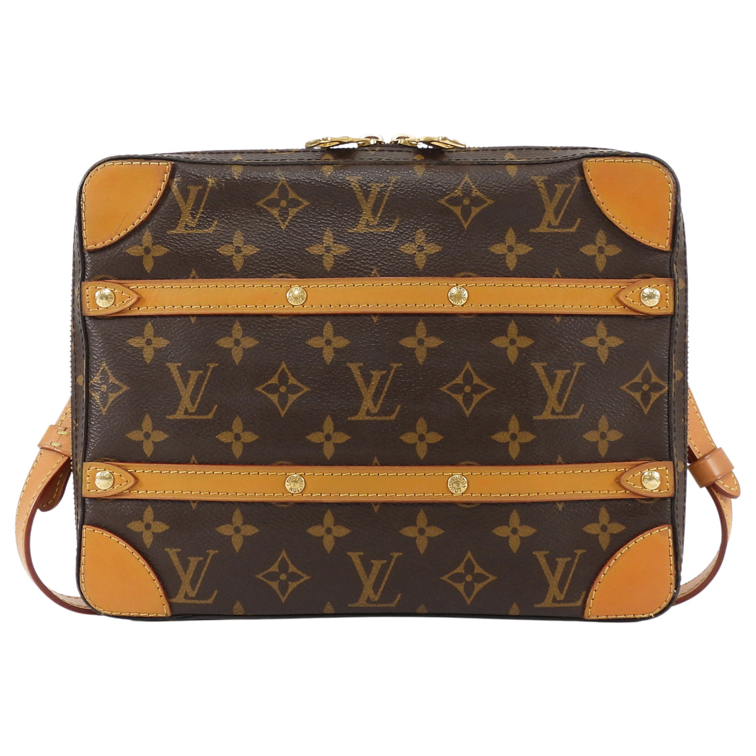 Louis Vuitton Brown Men's 2019 LV Monogram Coated Canvas Soft Trunk Messenger Bag