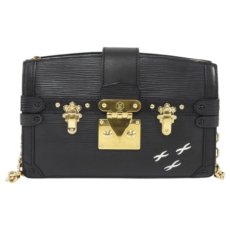 Louis Vuitton Black Epi Leather Trunk Clutch Two Way Bag