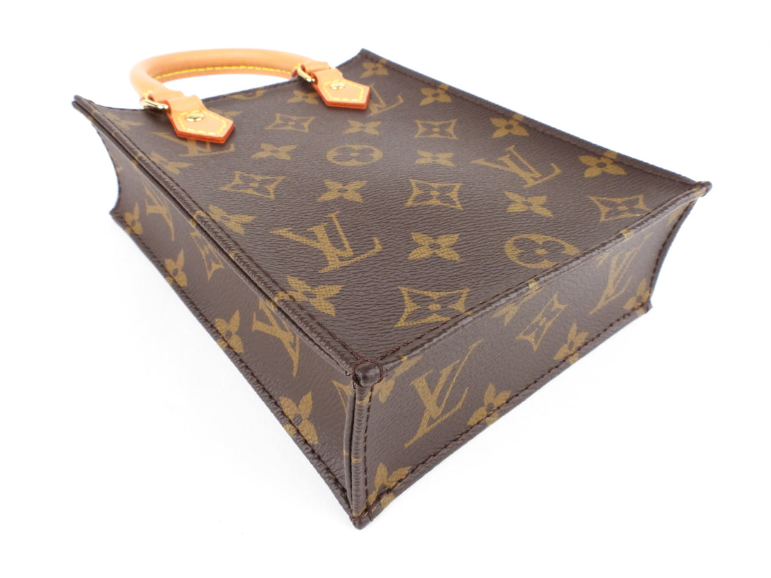 LOUIS VUITTON Monogram Petit Sac Plat 2way Shoulder Bag Gold