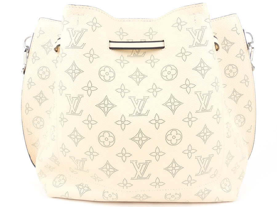 Louis Vuitton Crème Beige and Brown Mahina Perforated Calfskin Leather Girolata Two Way Shoulder Bag