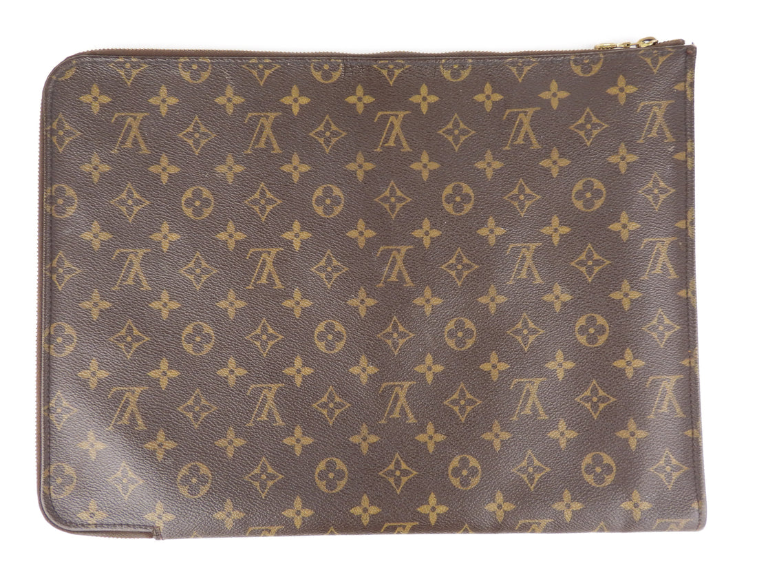 Louis Vuitton  Louis Vuitton Portfolio Document Holder: Lovely Louis Vuitton  Portfolio. With leather edged zipper pocket and LV monogram front. Folder  with pen holders and pockets. Measures 14.5 x 10 with