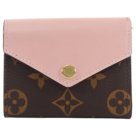 Louis Vuitton Pink Rose Ballerine and Brown LV Monogram Coated Canvas Zoe Compact Wallet